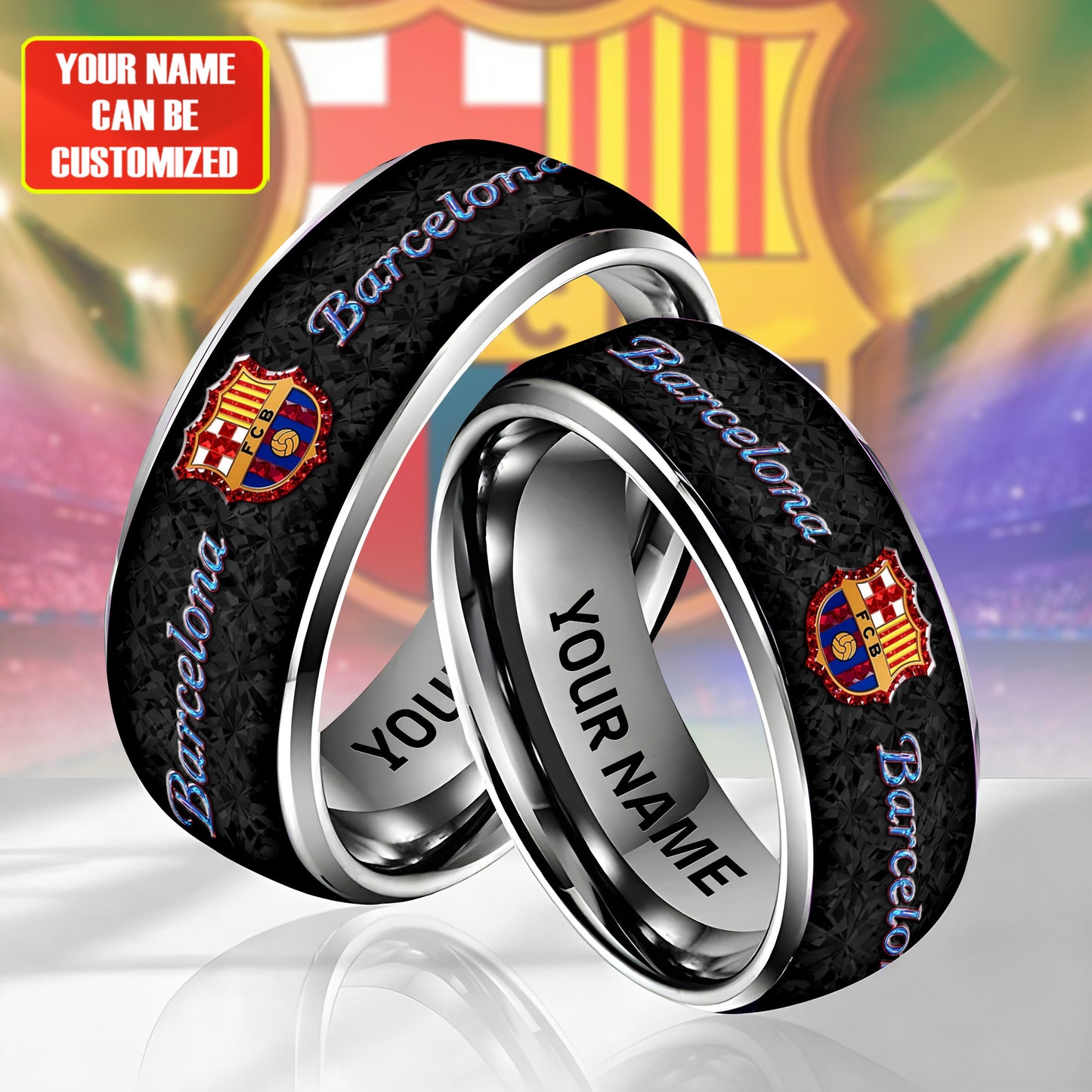 Personalized Barca FC Gem Luxury Alloy Ring