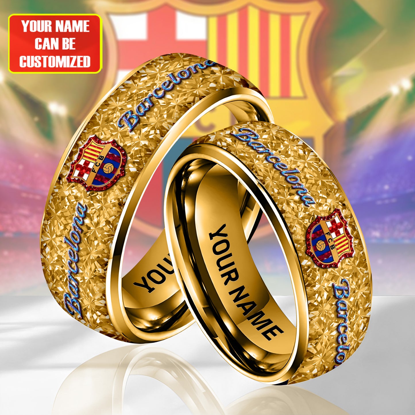 Personalized Barca FC Gem Luxury Alloy Ring