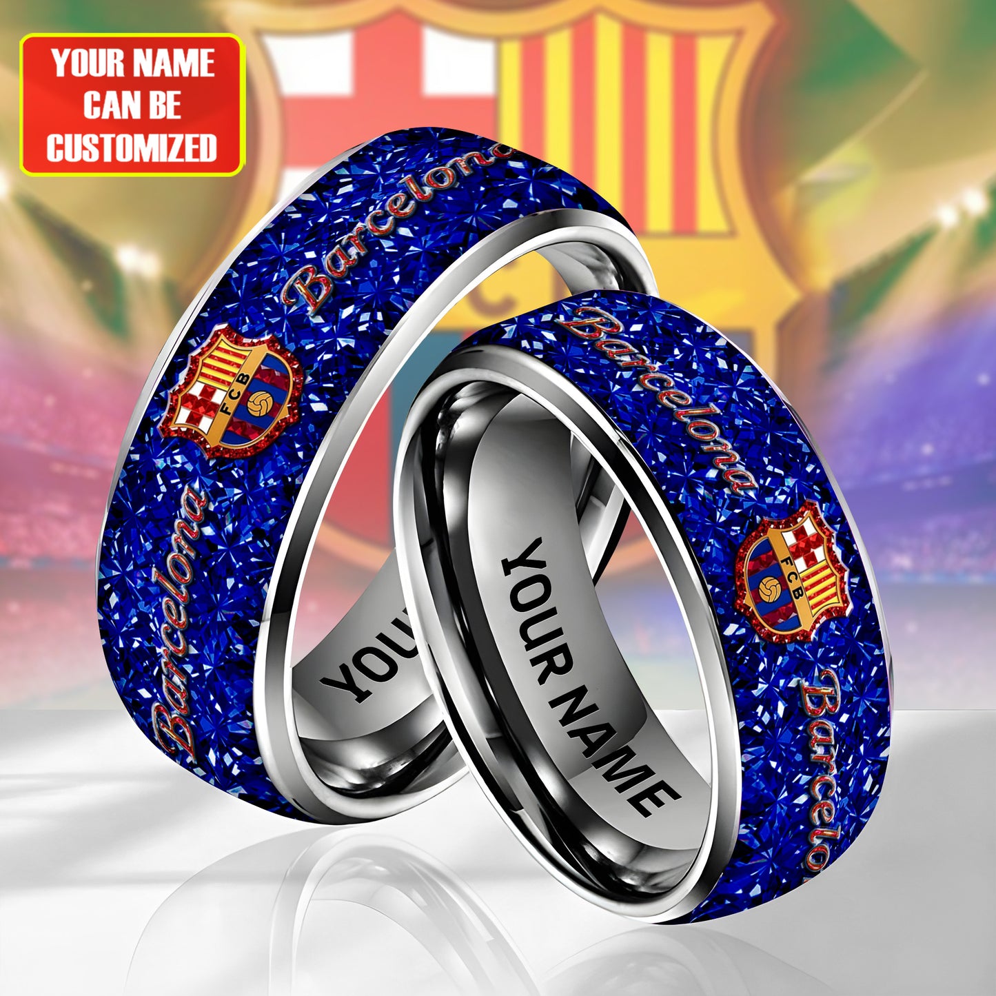 Personalized Barca FC Gem Luxury Alloy Ring