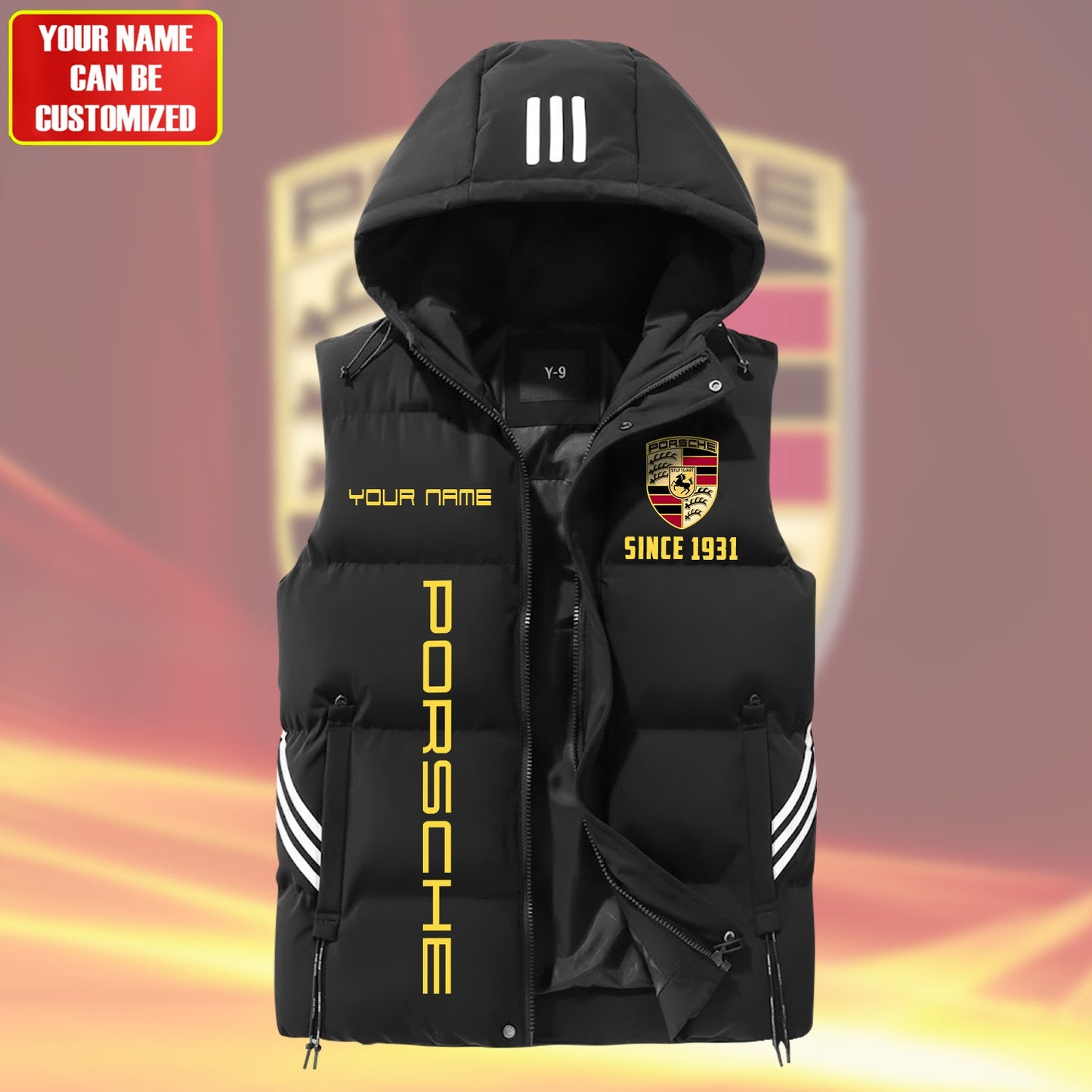 Personalized Pors Sleeveless Puffer Jacket With Hood Q251004
