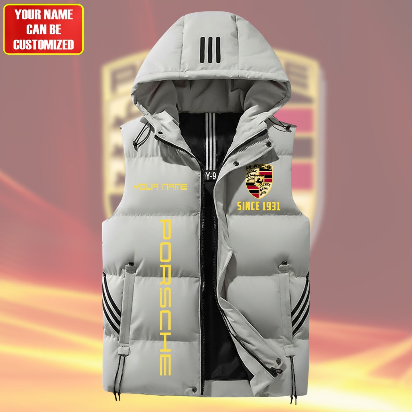 Personalized Pors Sleeveless Puffer Jacket With Hood Q251004