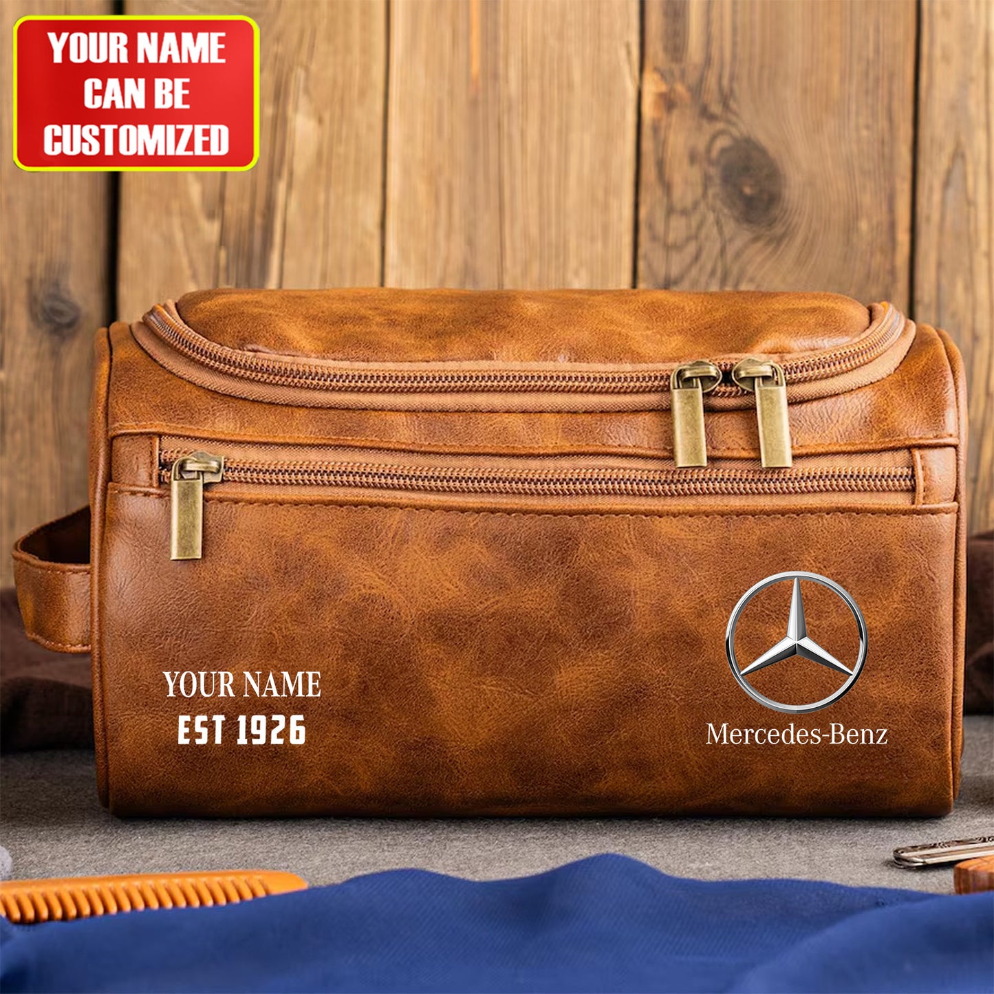Personalized Merc Vintage Leather Toiletry Bag