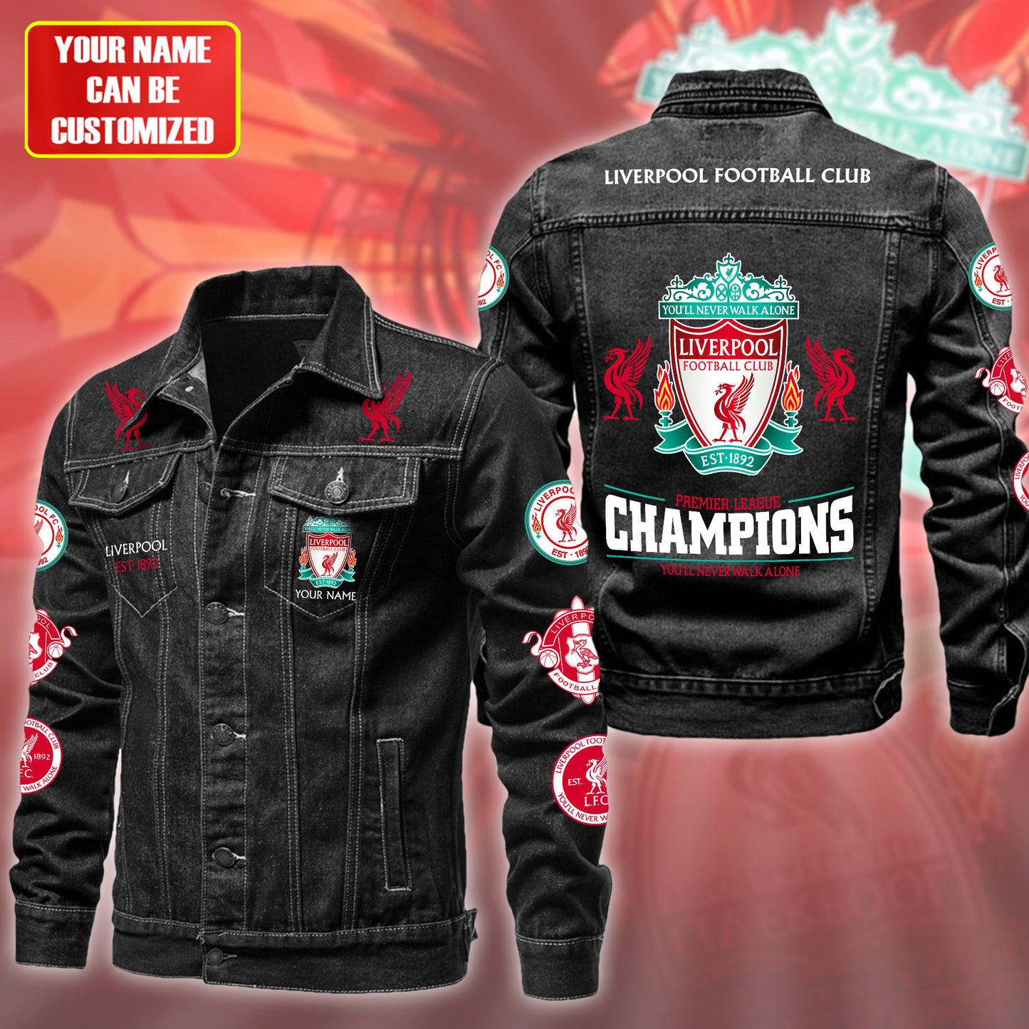 Personalized Lvp Champions Denim Casual Jacket , Cotton Jeans Jackets