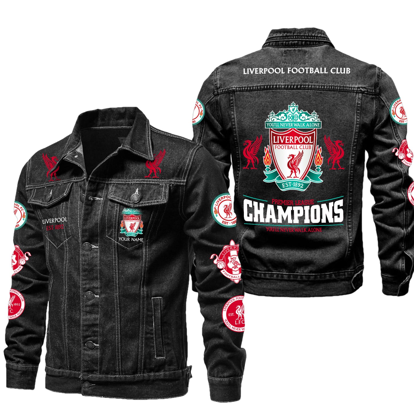 Personalized Lvp Champions Denim Casual Jacket , Cotton Jeans Jackets