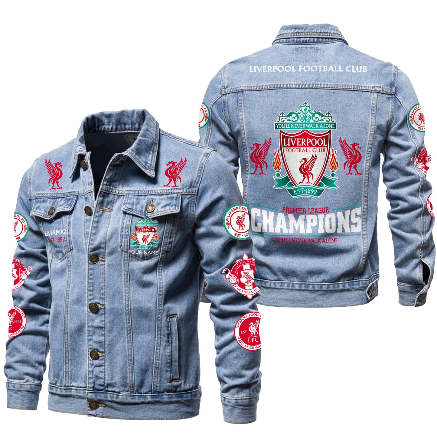 Personalized Lvp Champions Denim Casual Jacket , Cotton Jeans Jackets