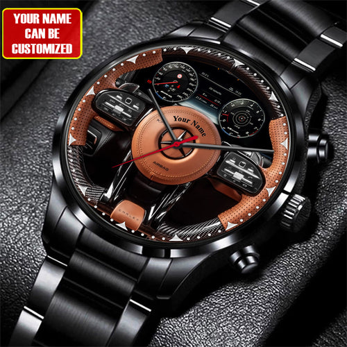 Personalized Mercedes Wooden Interior Stainless Steel Watch