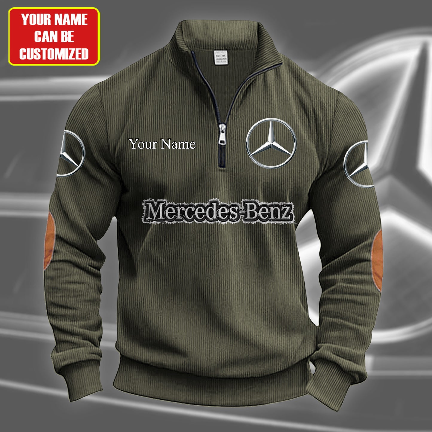 Personalized Merc Zip-Up Linen Sweater