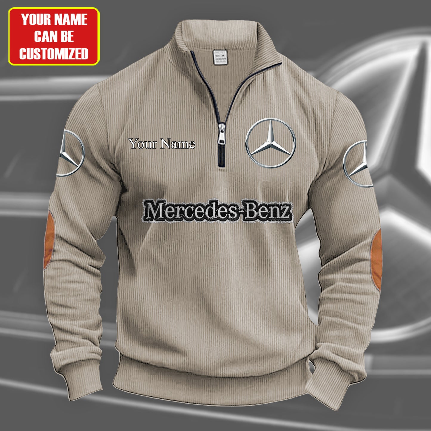 Personalized Merc Zip-Up Linen Sweater
