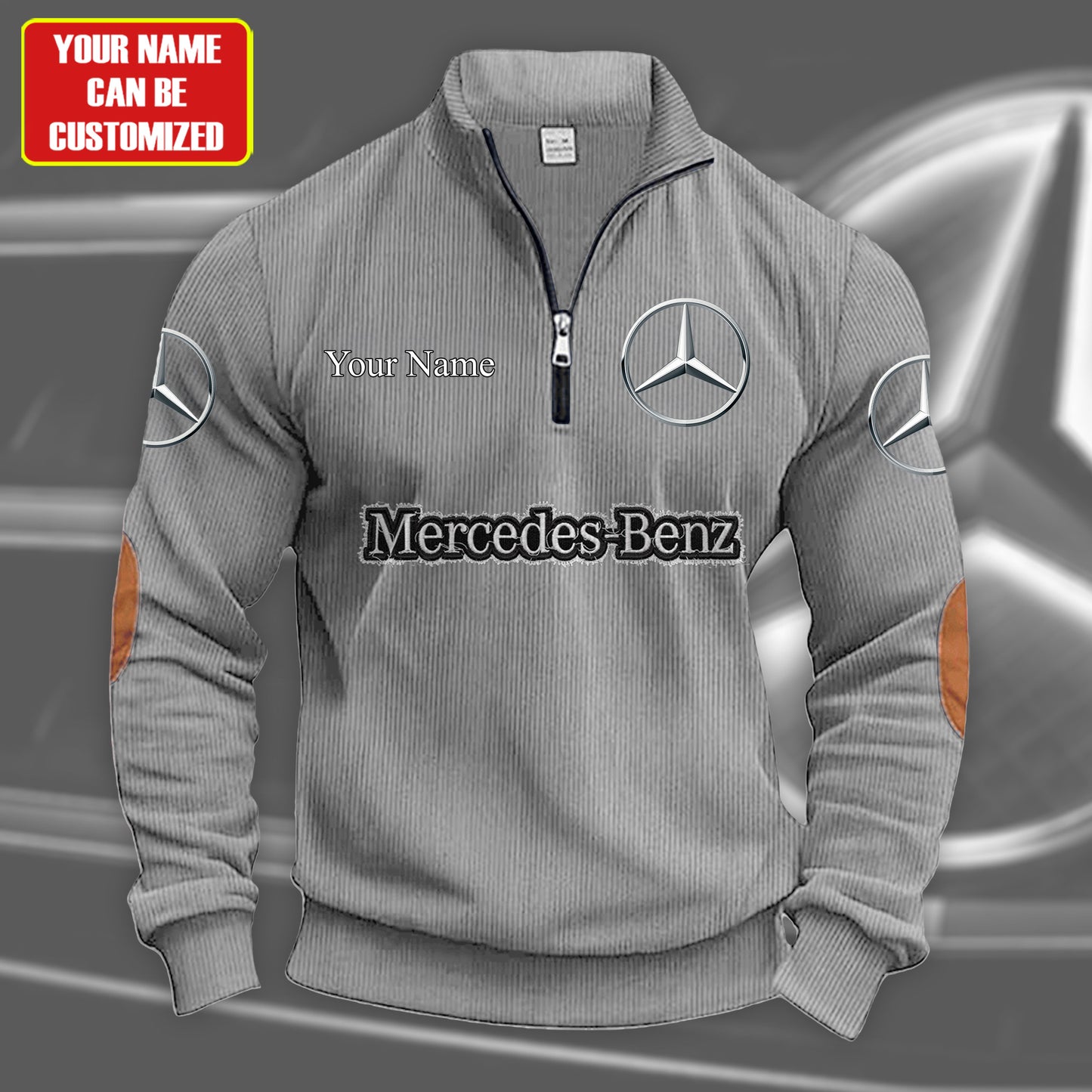 Personalized Merc Zip-Up Linen Sweater