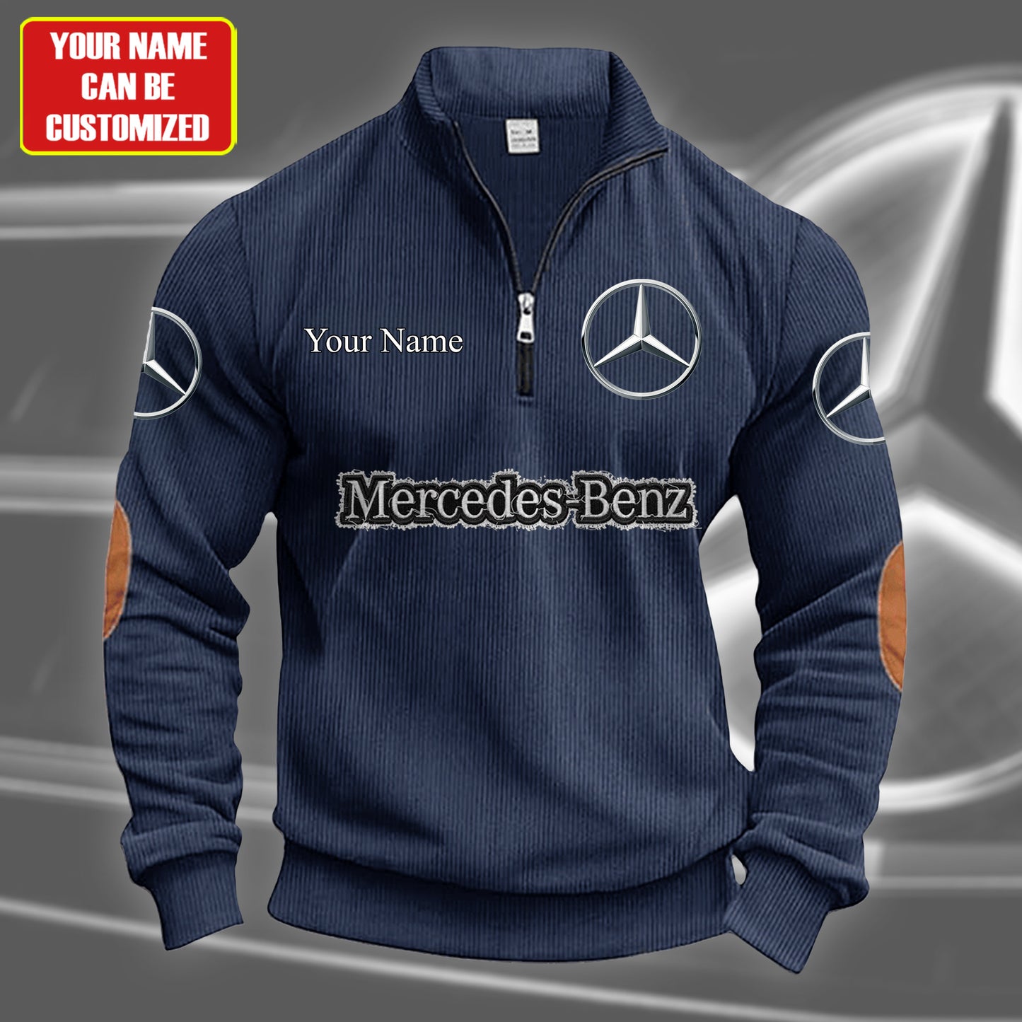 Personalized Merc Zip-Up Linen Sweater
