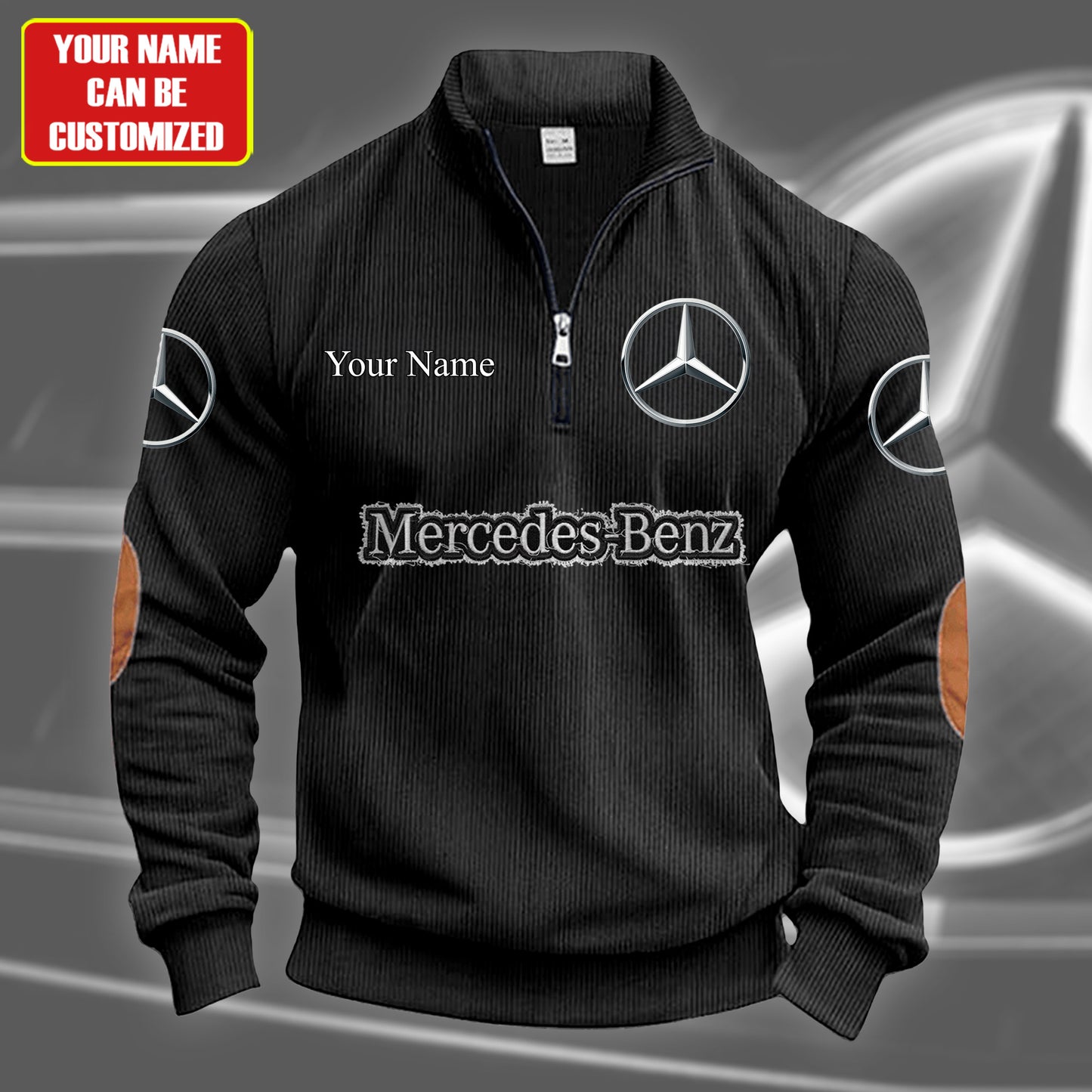 Personalized Merc Zip-Up Linen Sweater