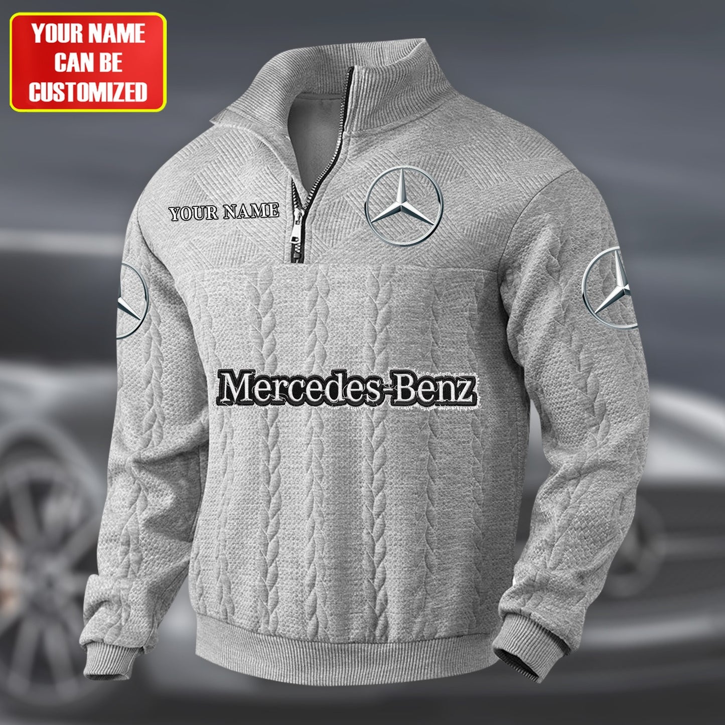 Personalized Merc Zip-Up Collar Wool Sweater