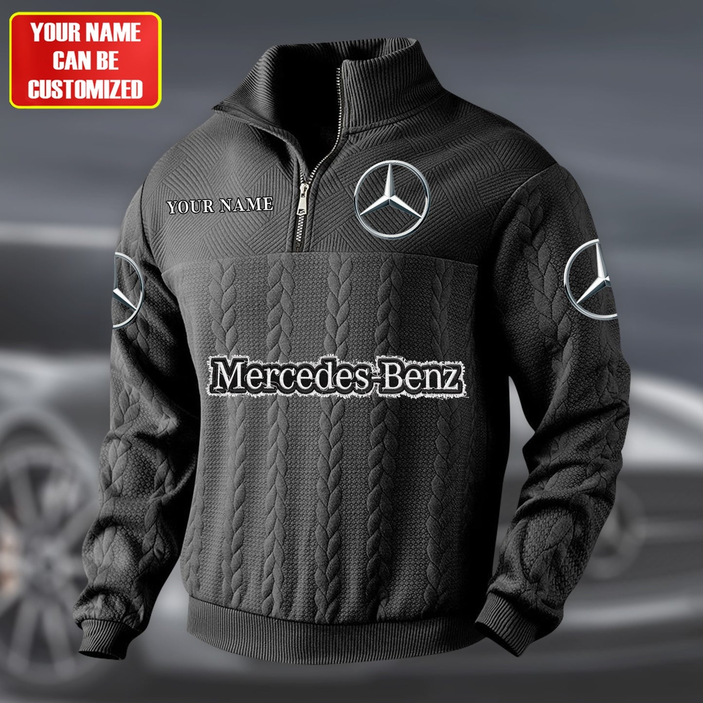 Personalized Merc Zip-Up Collar Wool Sweater