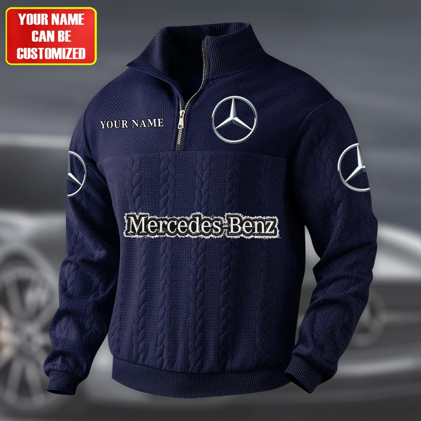 Personalized Merc Zip-Up Collar Wool Sweater