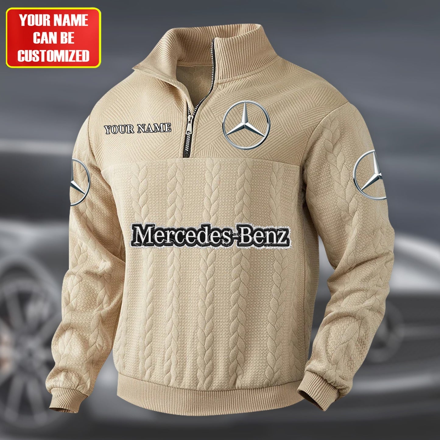 Personalized Merc Zip-Up Collar Wool Sweater