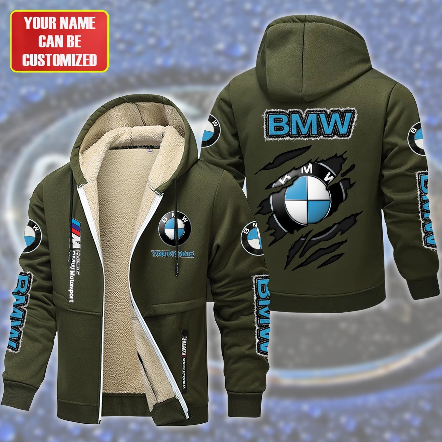 Personalized BW Fleece 3D Unisex Hooded Jacket