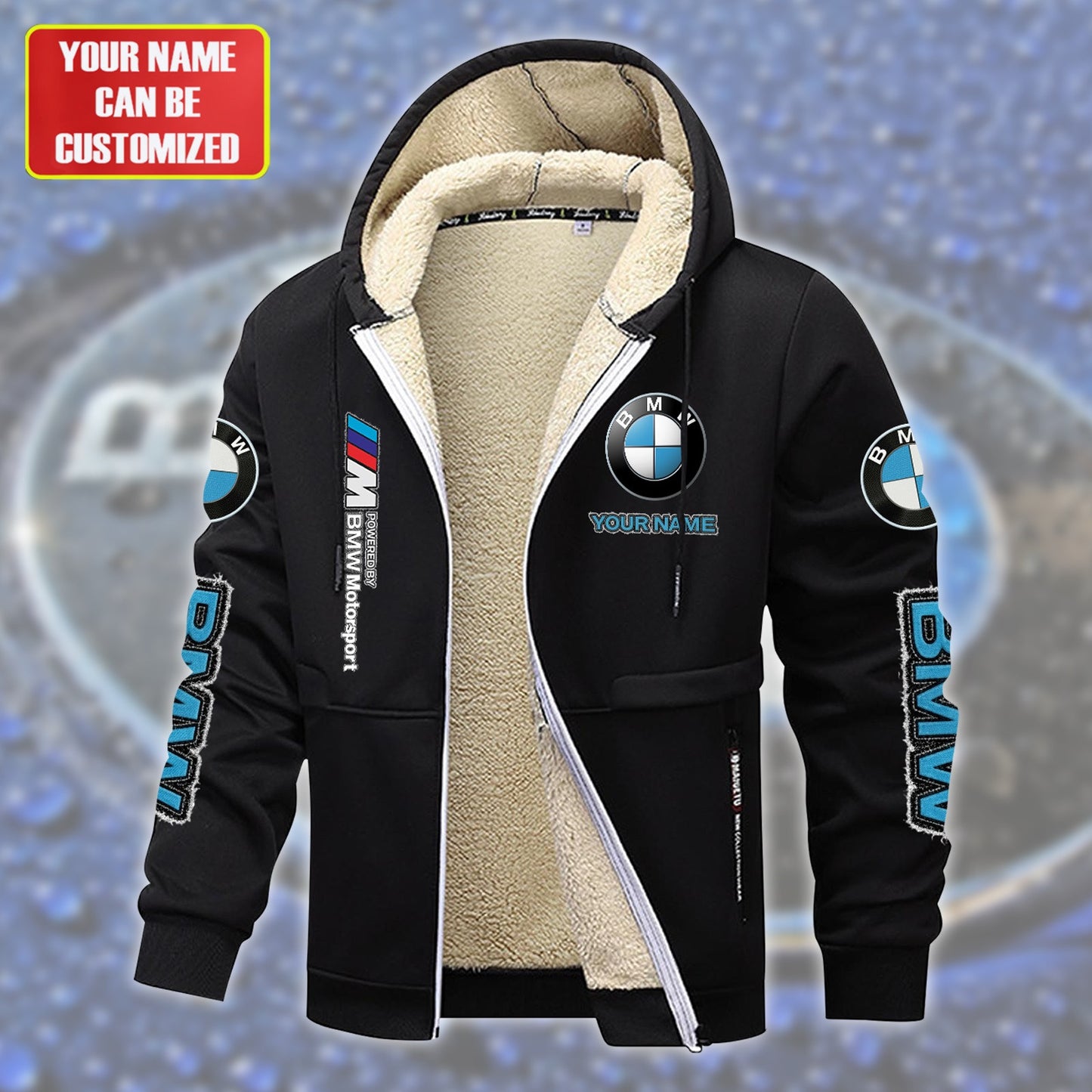 Personalized BW Fleece 3D Unisex Hooded Jacket