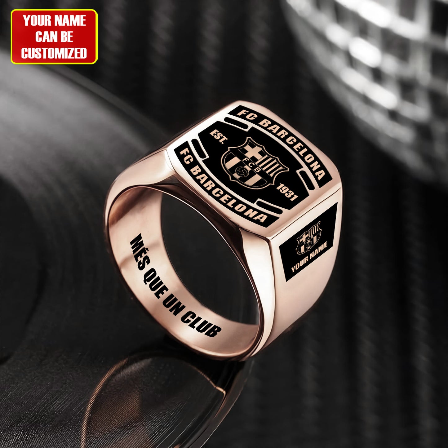 Barca FC Custom Name Classic Design Ring