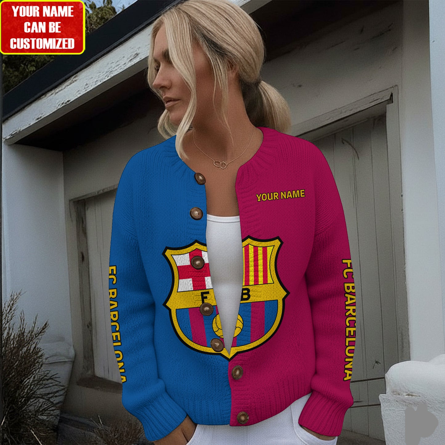 Personalized Barca FC Cardigan Sweater