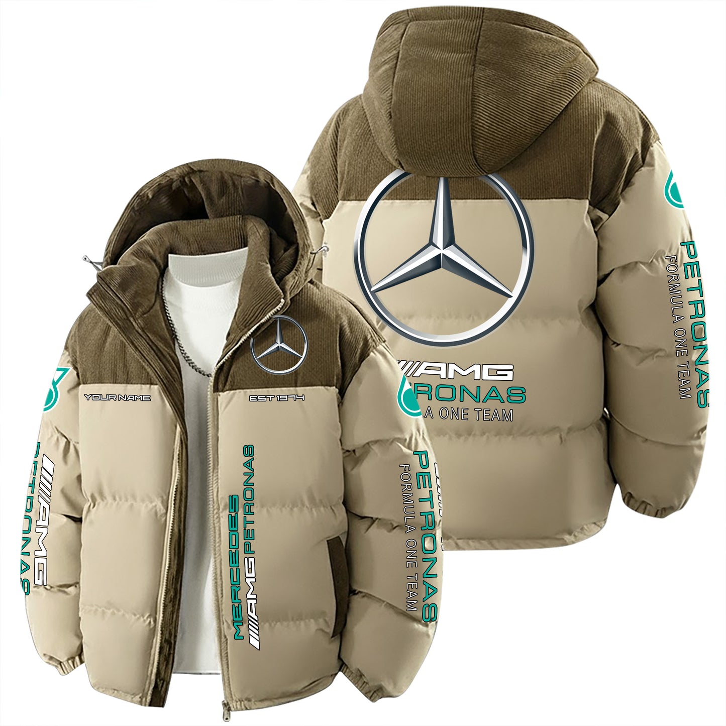 Personalized Merc AMG Petronas Down Jacket With Hood
