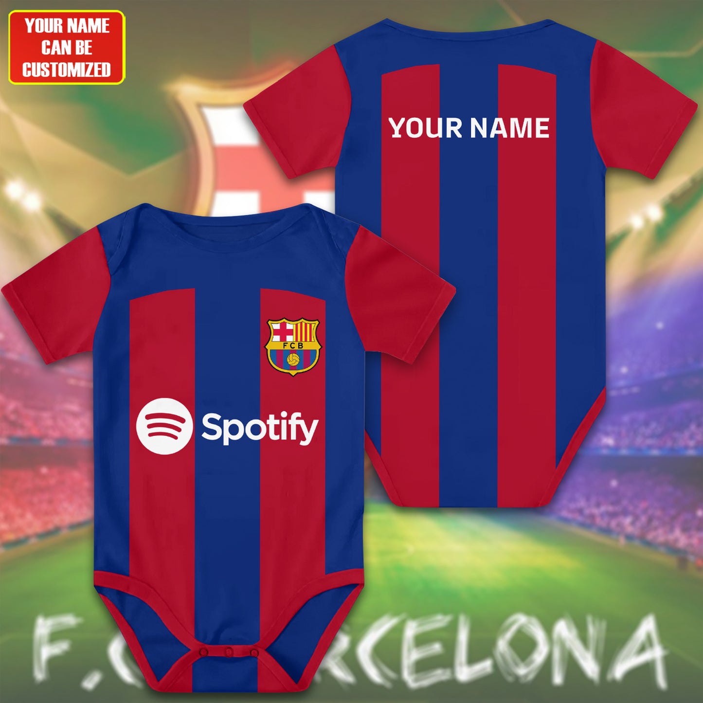 Customized Barca Spotify Soccer Jersey , Baby Rib Bodysuit Sizes