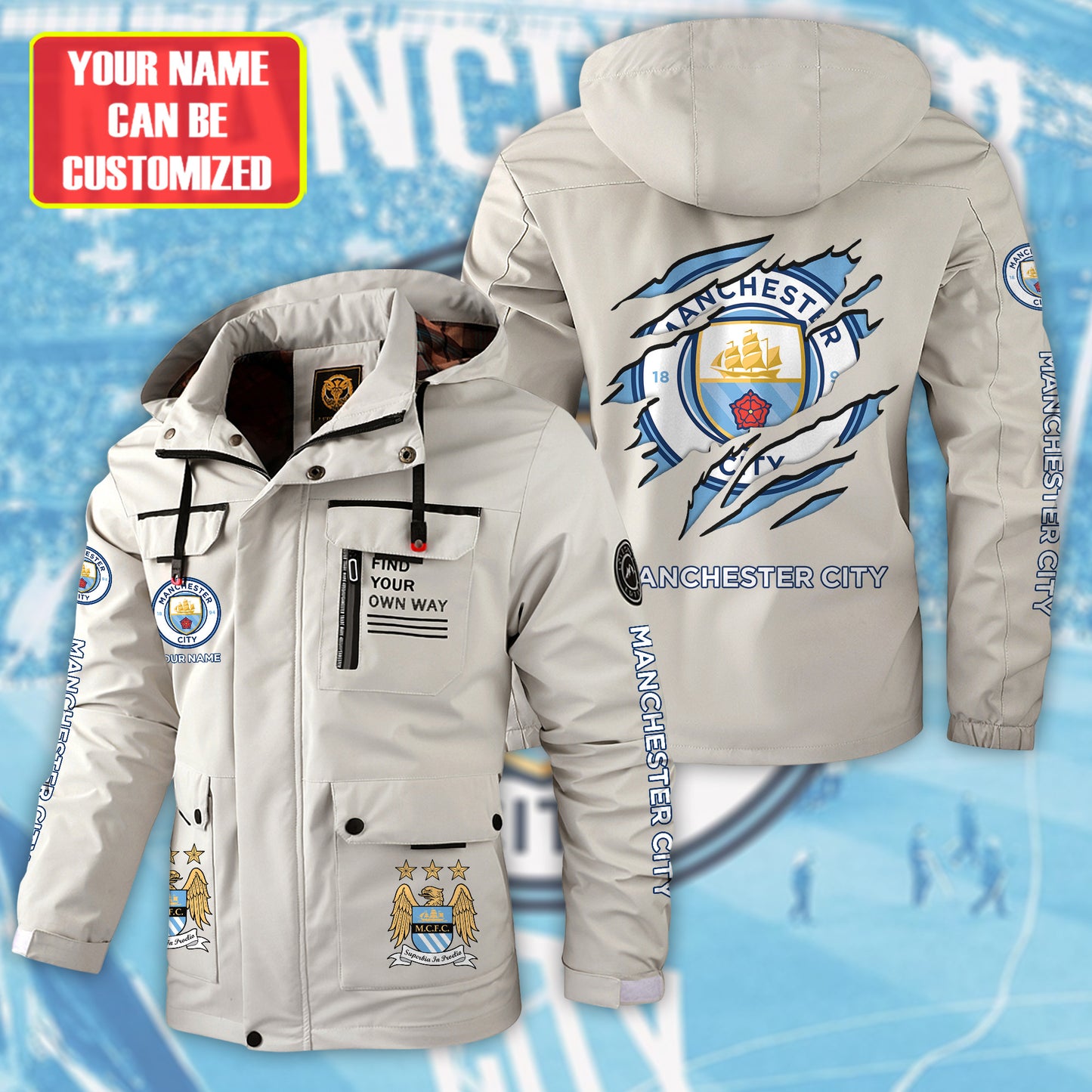 Personalized Man City Windbreaker Hooded Jacket Q211102