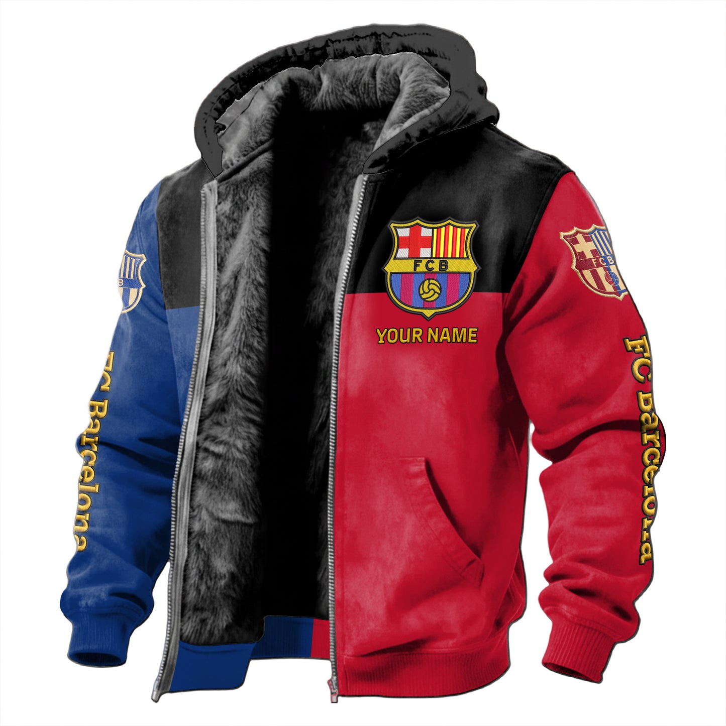 Personalized Barca Fleece inside Jacket V5