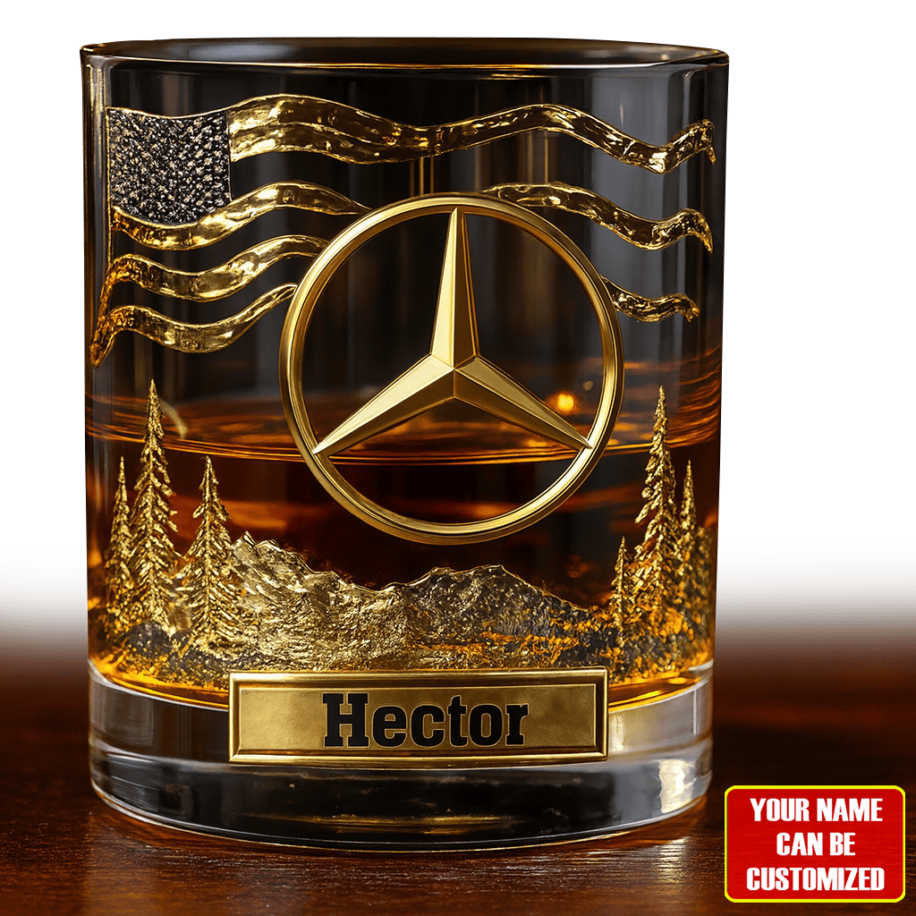 Personalized Merc Golden Luxury Whisky , Merc Whiskey Glass