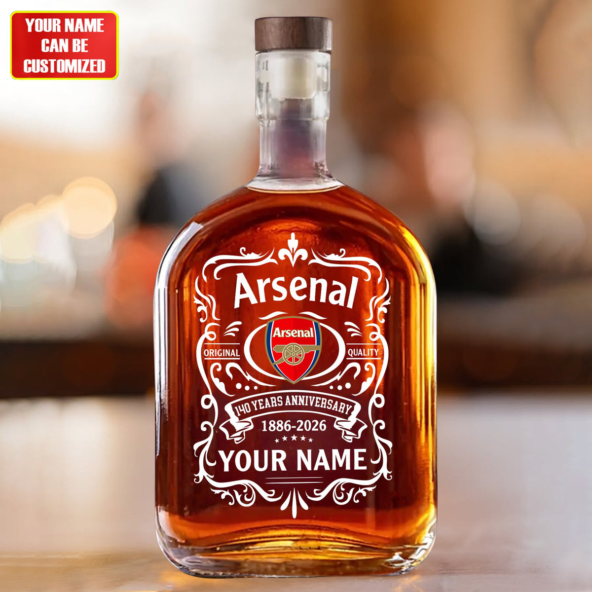Personalized Arsenal 140 Year Anniversary Wine Glass Bottle