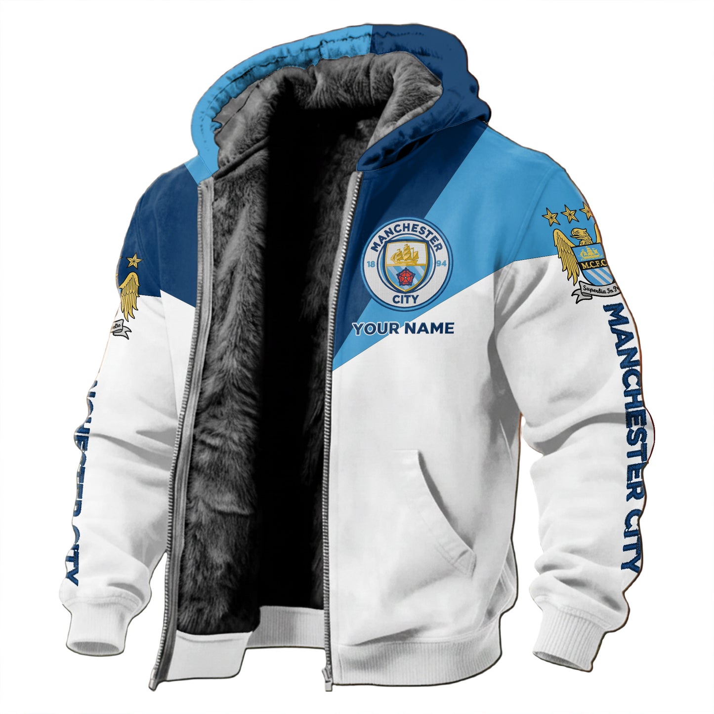 Personalized Man City Fleece inside Jacket
