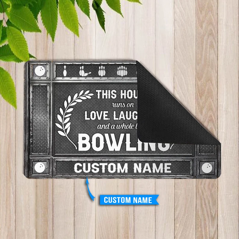 Personalized Name Love , Laughter anda Whole lot of Bowling Doormat