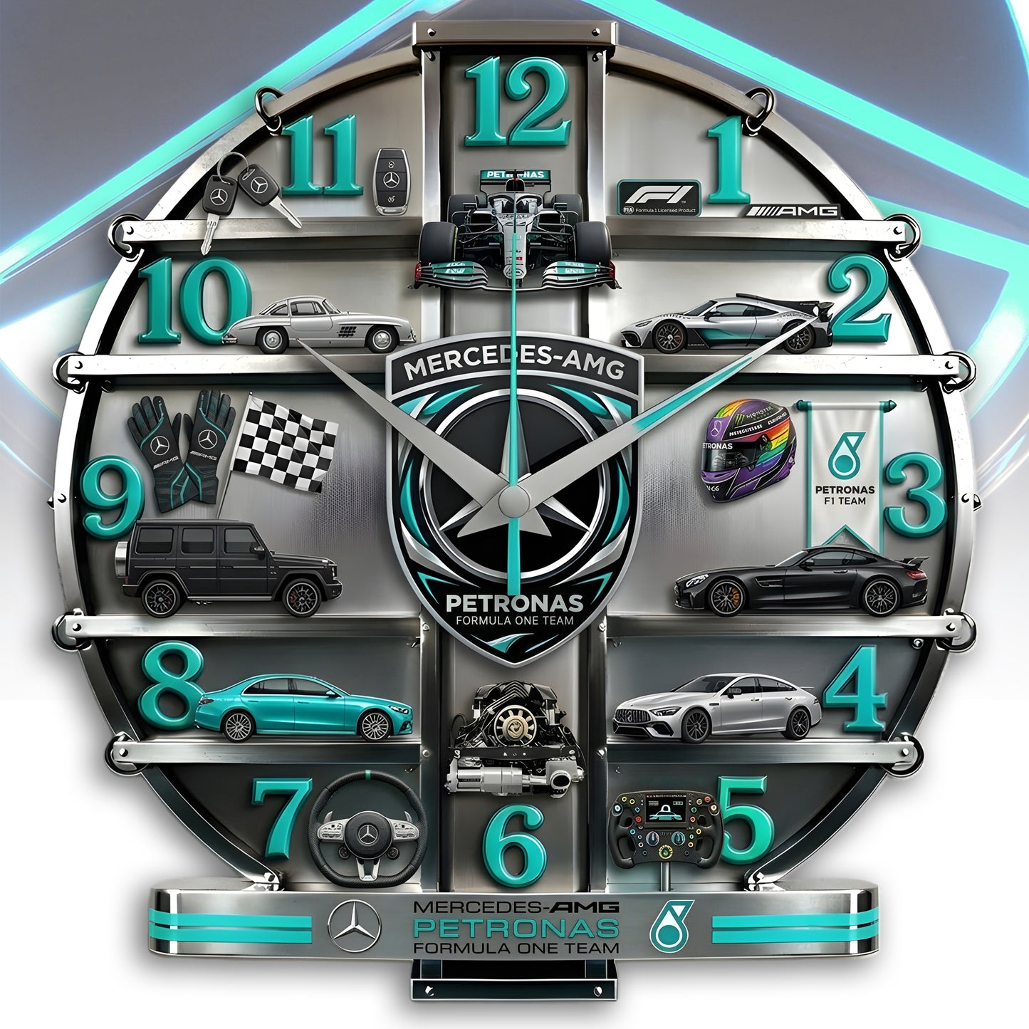 Merc AMG Petronas Home Decorative 3D Visual Effect Acrylic Wall Clock V2