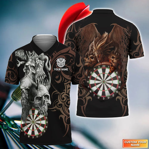 Skull Dartboard Personalized Name 3D Dragon And Darts Polo Shirt For Dart Team Player Q160514