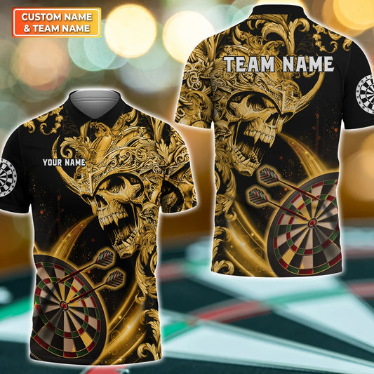 Personalized Name Darts Skull Gold All Over Printed Unisex Shirt