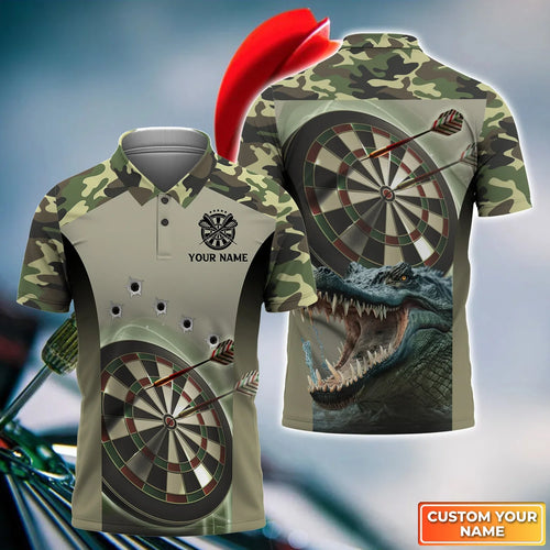 Camo Crocodile Dartboard Personalized Name 3D Shirt For Dart Team Player S070709