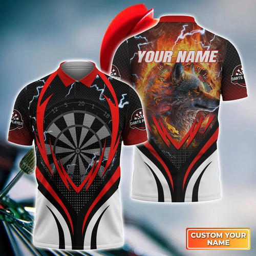 Flame Bullseye Dartboard Wolf Personalized Name 3D Shirt For Darts Player S070707