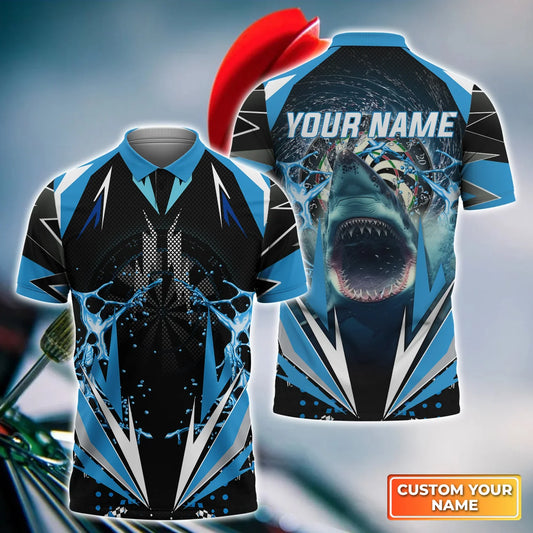 Whirlpool Bullseye Dartboard Shark SH Personalized Name 3D Shirt For Darts Player