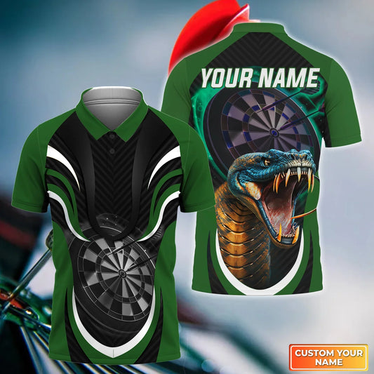 Green Dartboard King Cobra Personalized Name 3D Shirt For Darts Player SH200604