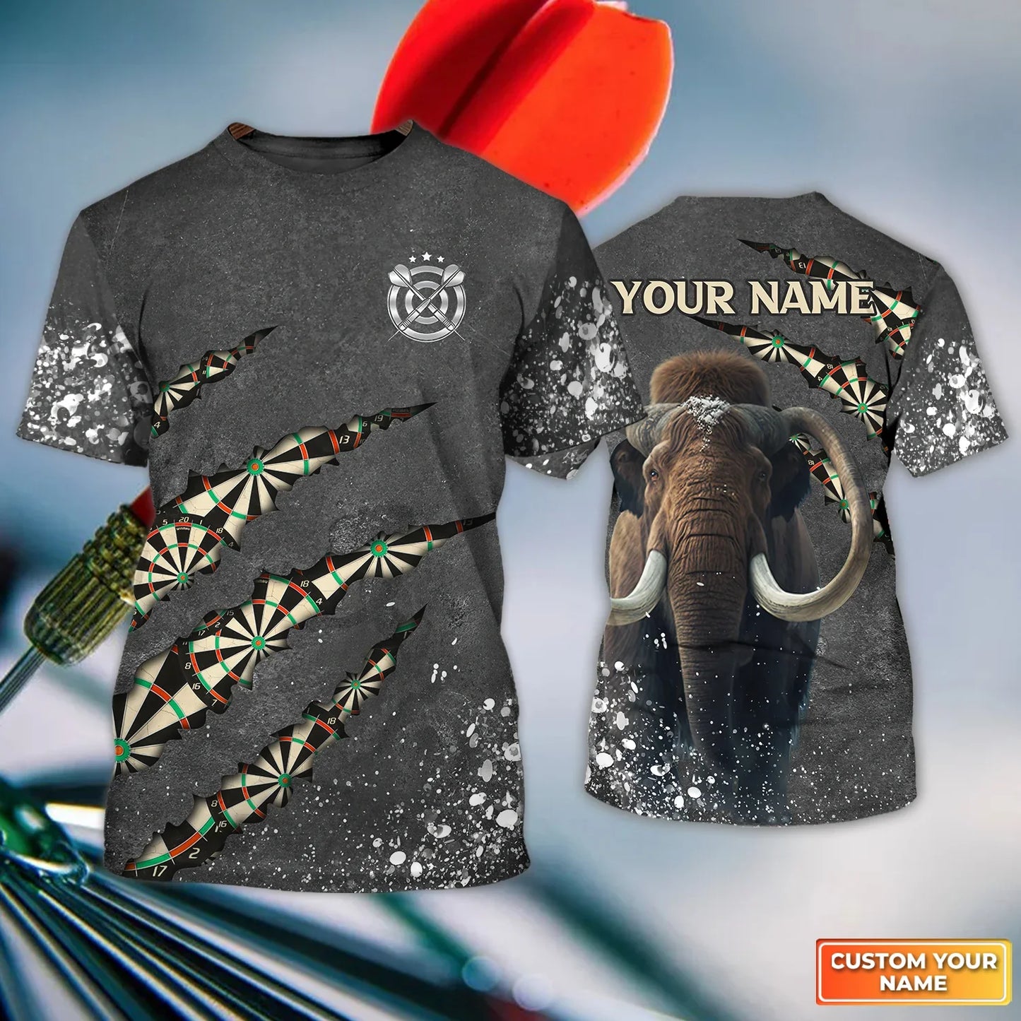 Darts Mamut Scratch Personalized Name 3D Shirt For Darts Player