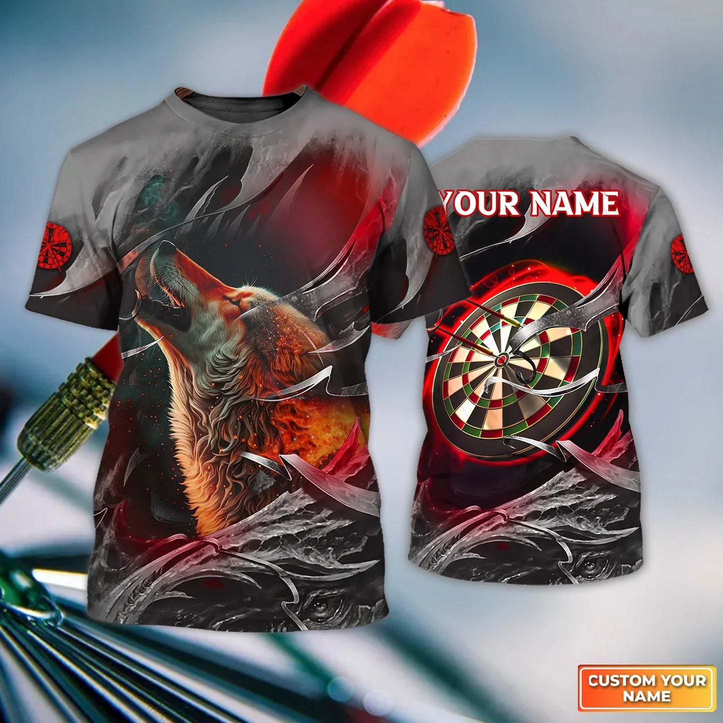 Dartboard Wolf C1 Personalized Name 3D Shirt For Darts Player SH200605