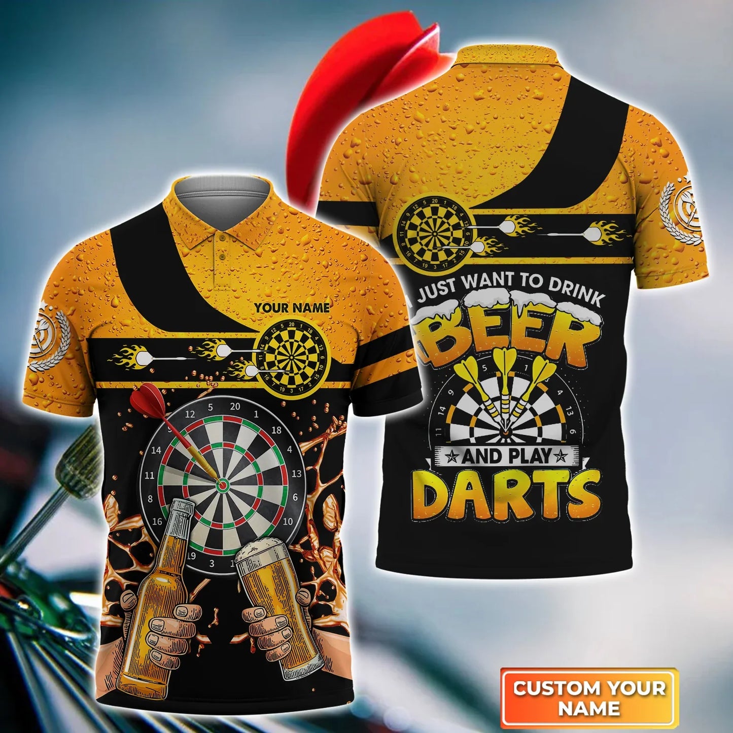 Dart and Beer Just Want To Drink Personalized Name 3D Shirt For Darts Player S270603