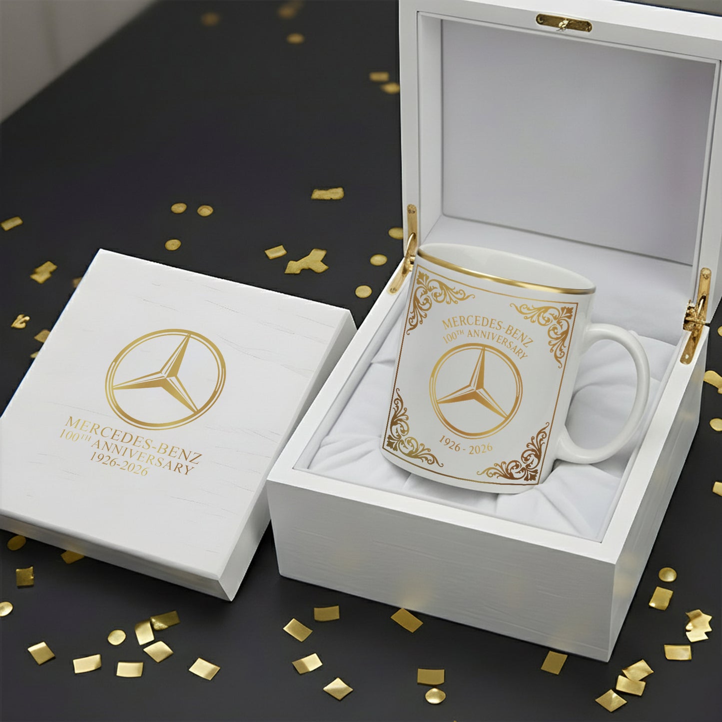 Merc 100th Anniversary Accent Mug , Cream Mug Gifts , Holiday Gifts