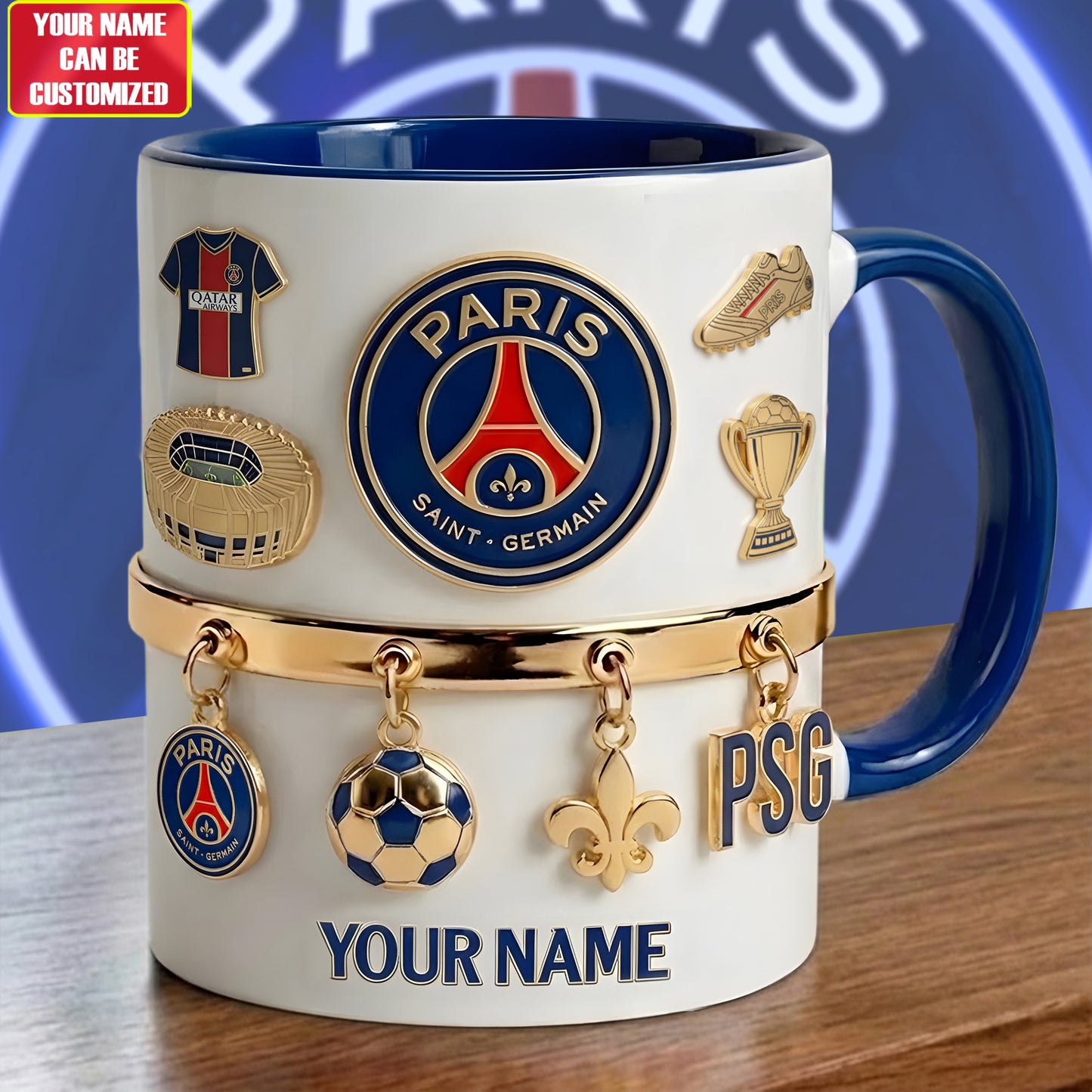 Personalized PSG Accent Mug , Cream Mug Gifts , Holiday Gifts