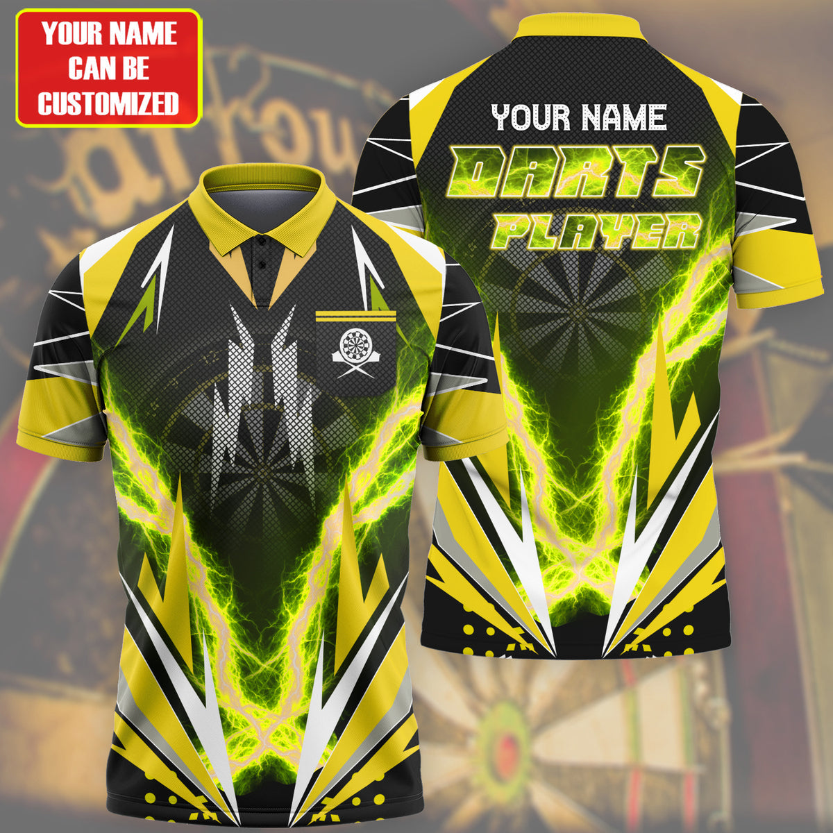 Personalized Name Darts Player All Over Printed Unisex Shirt Yellow Version P050401
