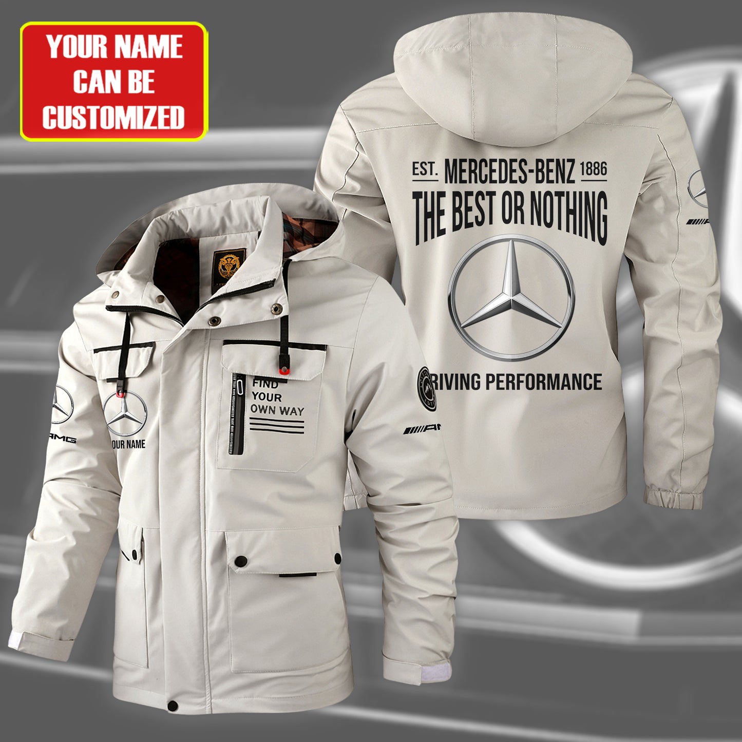 Personalized Mercedes Driving Performance Windbreaker Hooded Jacket