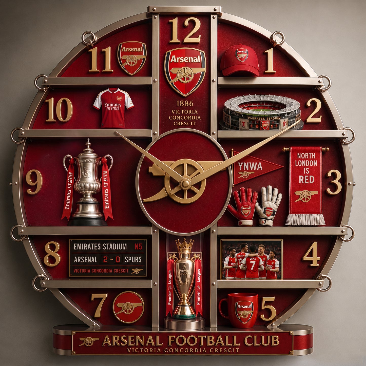 Arsenal FC Home Decorative 3D Visual Effect Acrylic Wall Clock V2