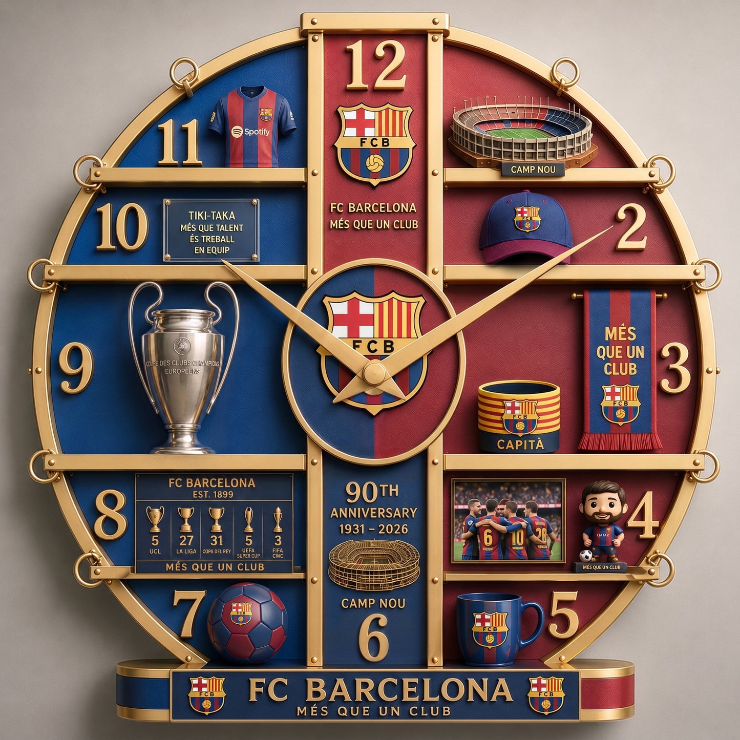 Barca FC Camp Nou 3D Visual Effect Acrylic Wall Clock