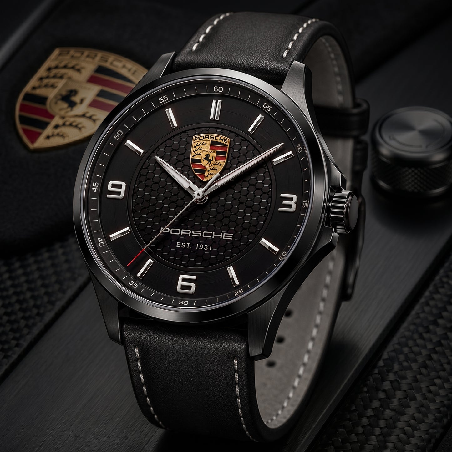 Personalized Pors Est.1931 Luxury Leather Strap Watch