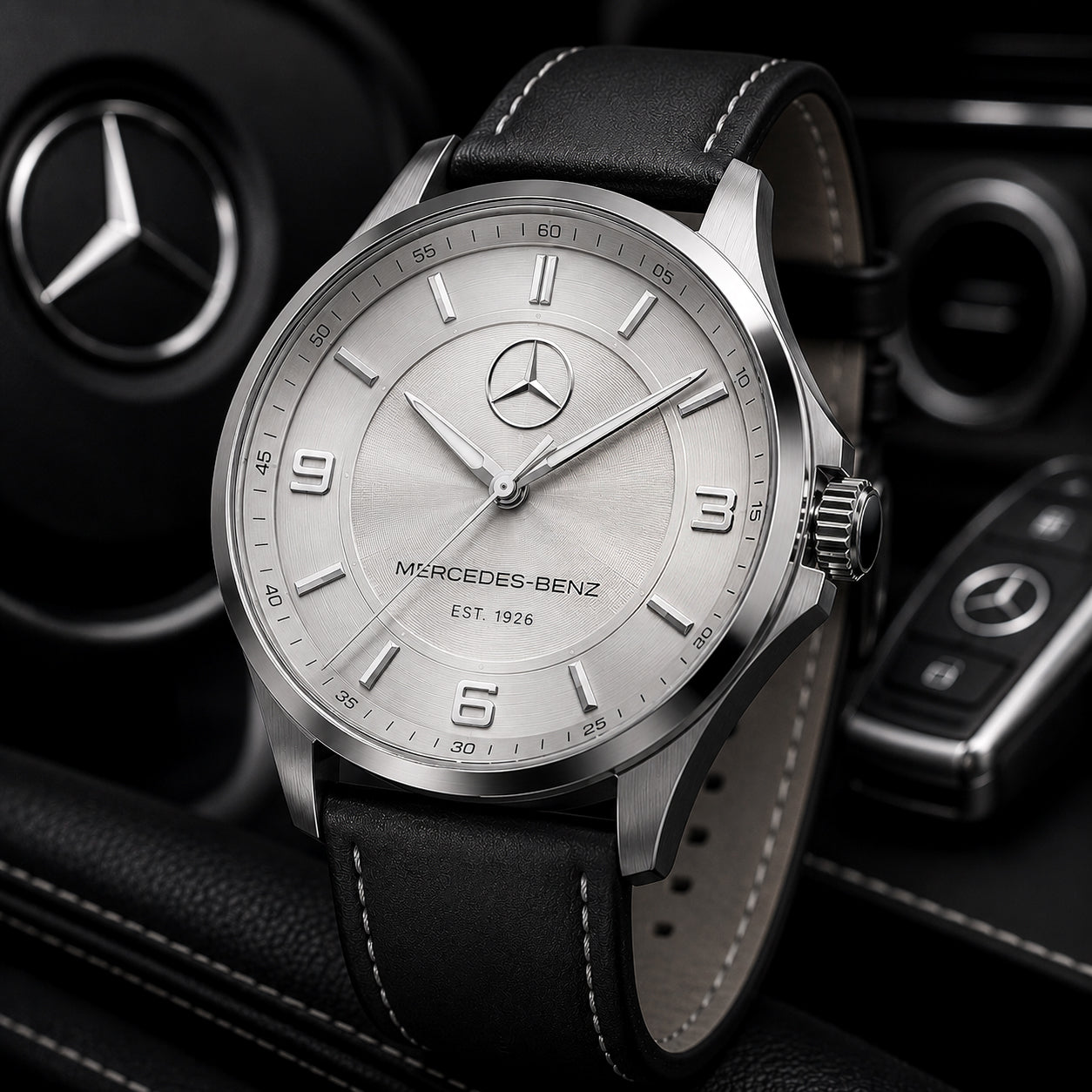 Personalized Merc Est.1926 Luxury Leather Strap Watch