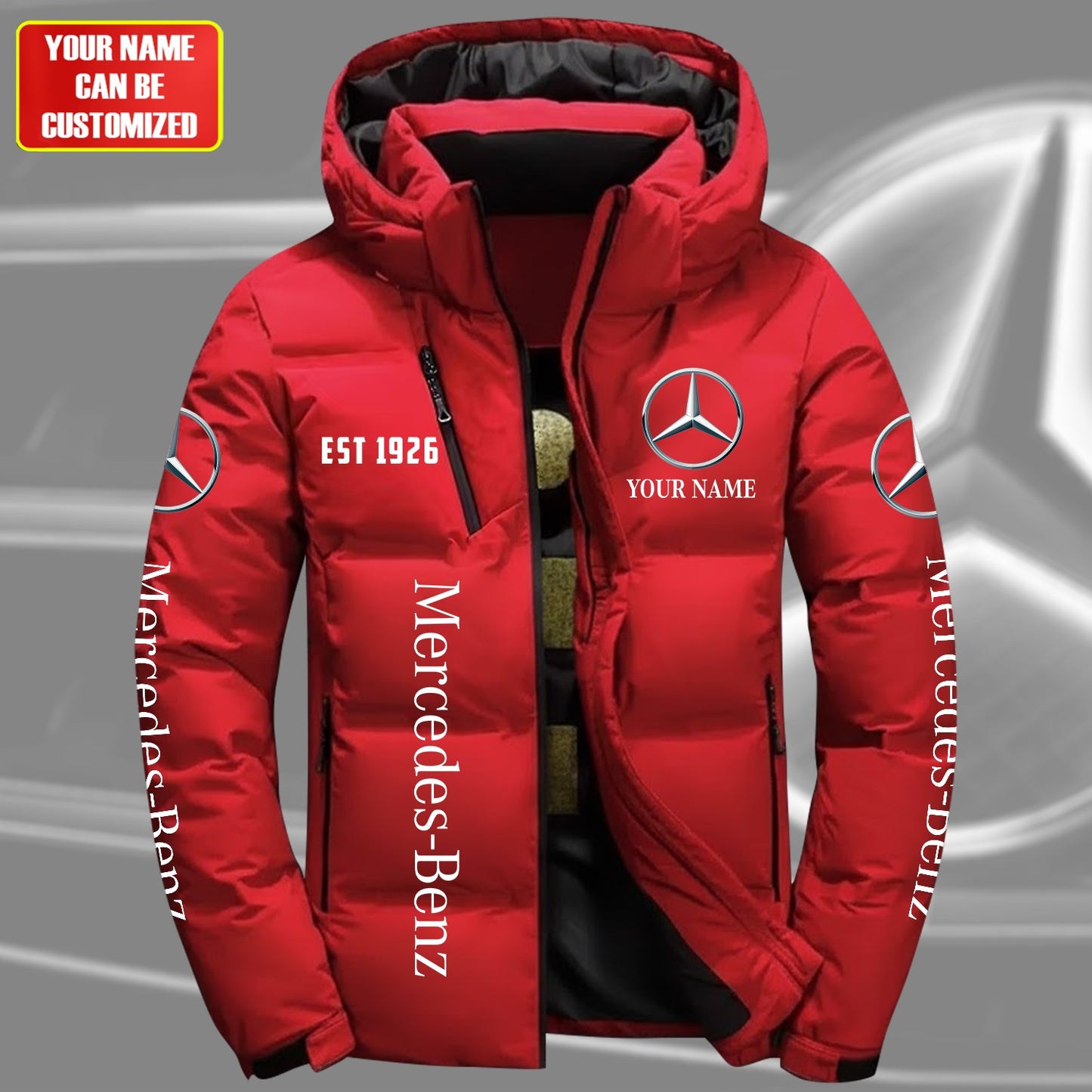 Personalized Merc Puffer Jacket With Hood